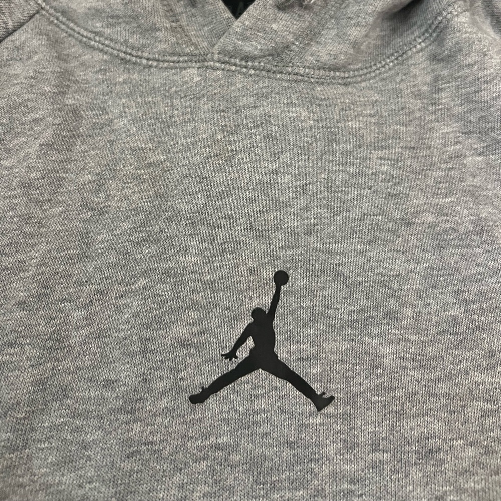 Jordan Jumpman Dri-Fit Hoodie Gray Size L Pullover Sweatshirt Pockets - Picture 2 of 4